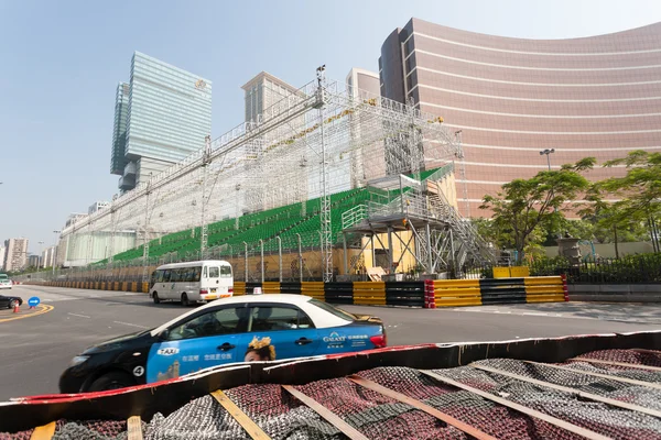 Safety barriers installed along for racing Macau Grand Prix