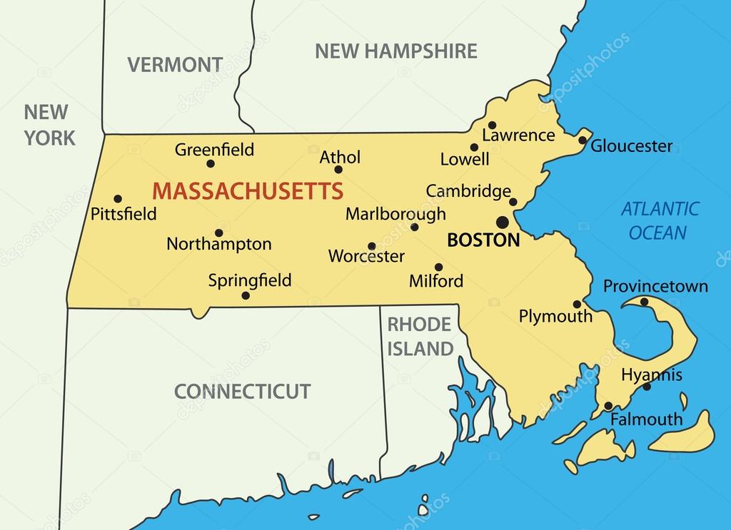 Illustrator map Massachusetts State
