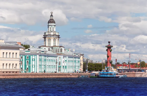 Russia. Petersburg. Spit of Vasilevsky Island. Rostral column and cabinet of curiosities