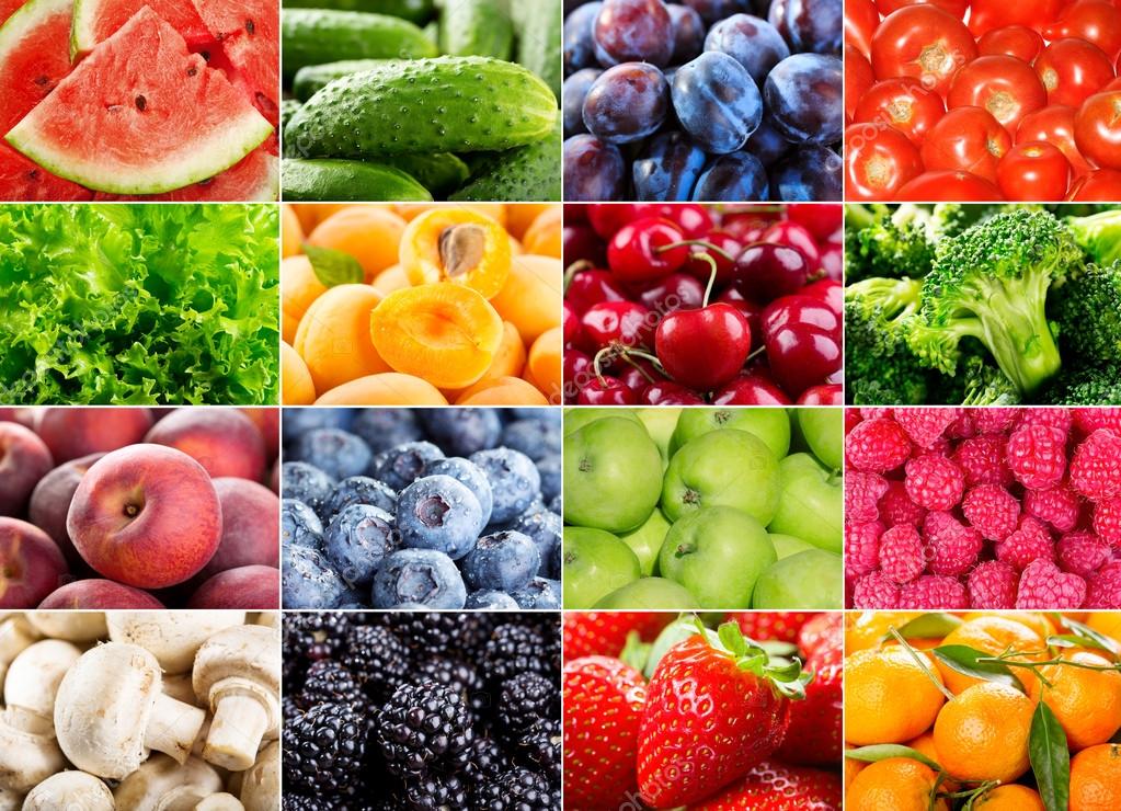 Various fruits, berries, herbs and vegetables — Stock Photo © Nitrub