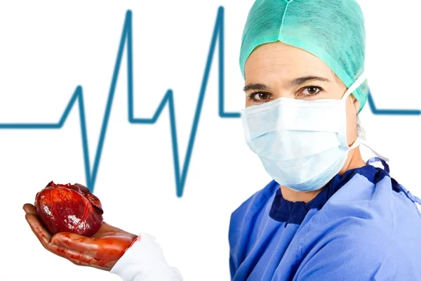 Female surgeon with heart