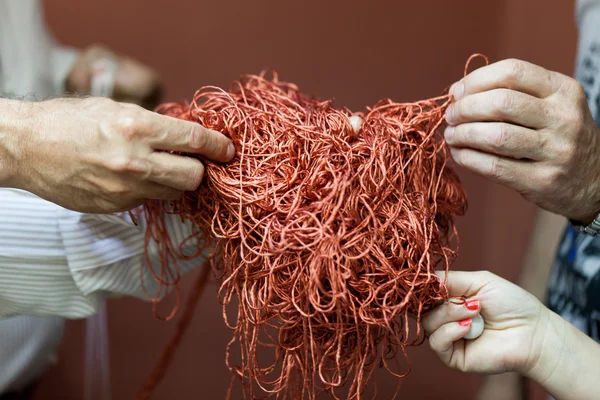 Hand made raw silk thread