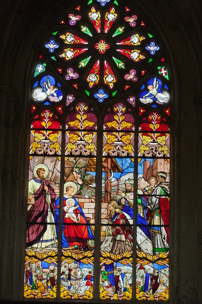 Stained glass windows of Saint Gatien cathedral in Tours, France.