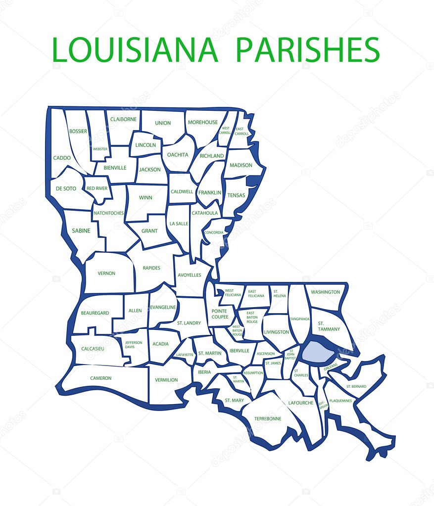 Louisiana With Parishes — Stock Photo © ponytail1414 #3693485
