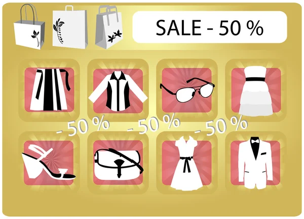 Fashion sale of a fashion clothing and accessories on the gold background