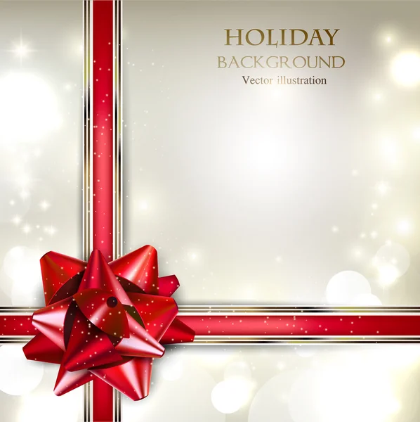Elegant Holiday background with red bow and place for text. Vect