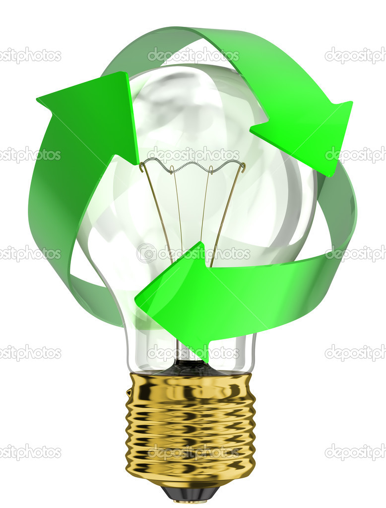 Ampoule avec symbole de recyclage — Photographie panama555 © 31781761