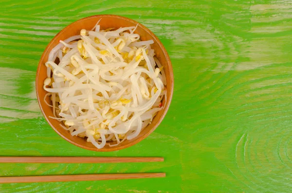 Soy sprouts and chopsticks