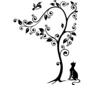 50 Cat In Tree Silhouette Photos