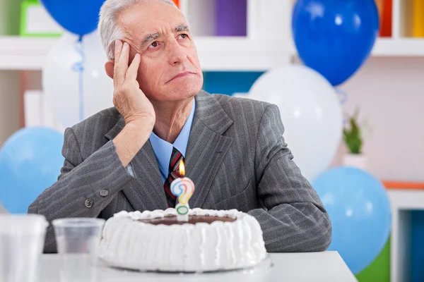 Man having Alzheimer's disease on birthday