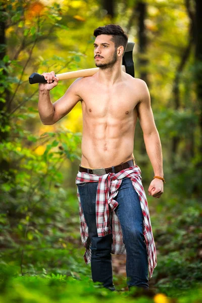 Muscled man with axe