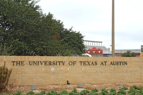 Sign for the University of Texas at Austin and stadium