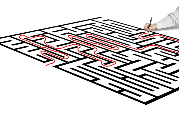 Hand drawing solution on maze