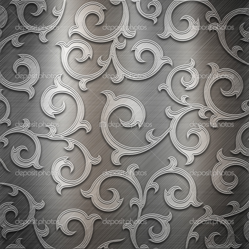 Silver metal plate with classic ornament — Stock Image © Artem Gusak #