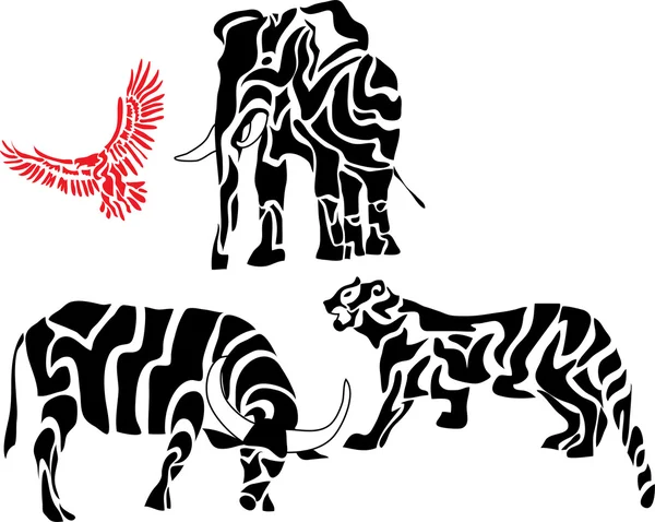 Set of african animal silhouettes