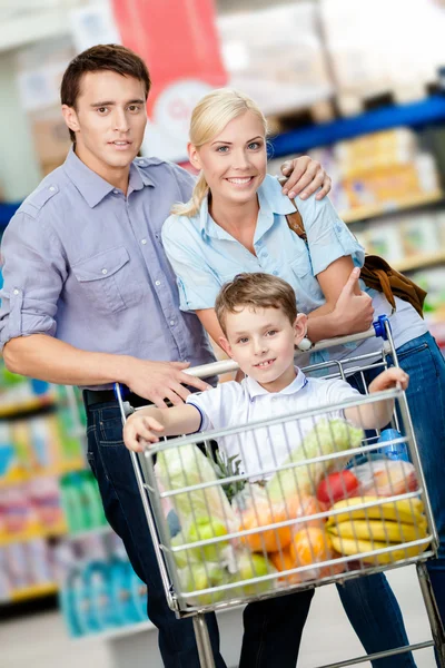Family drives cart with food