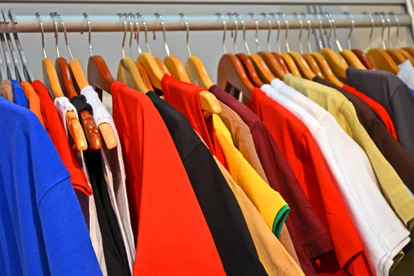 Shirt line diversity in cloack-room, fashion industry.