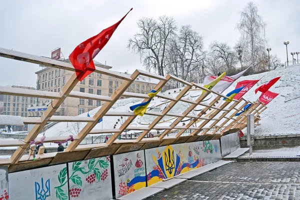 Barricade on Euro maidan meeting in Kiev, Ukraine.