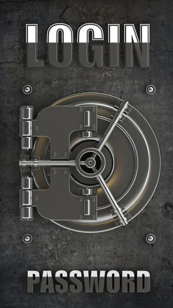 Bank vault door background LOGIN