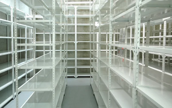 Empty warehouse, storage racks