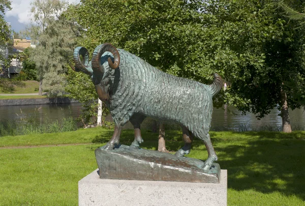 The sculpture of the legendary black sheep saved Olavinlinna castle from the assault of the Russian troops. Finland
