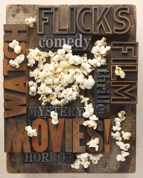 Words related to movies with popcorn