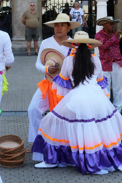 Members of folk groups Colombia Folklore Foundation from Santiago de Cali, Colombia during the 48th International Folklore Festival in center of Zagreb,Croatia on July 16,2014