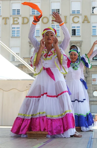 Members of folk group Colombia Folklore Foundation from Santiago de Cali, Colombia during the 48th International Folklore Festival in center of Zagreb,Croatia on July 17,2014