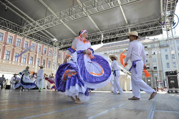 Members of folk groups Colombia Folklore Foundation from Santiago de Cali, Colombia during the 48th International Folklore Festival in center of Zagreb,Croatia on July 16,2014