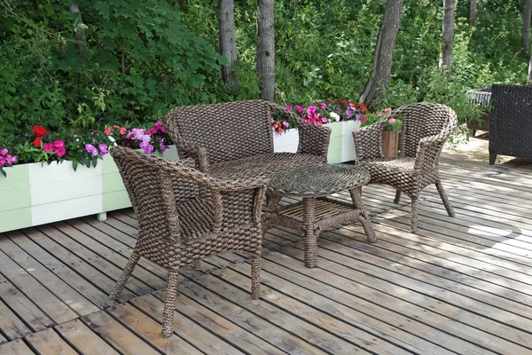 Rattan patio chairs and table
