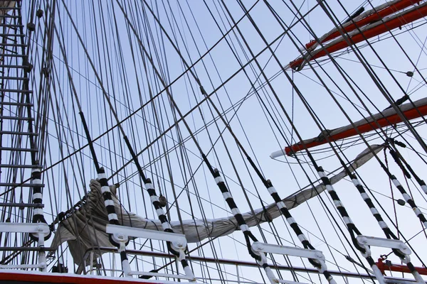 Masts and rigging of a sailing ship