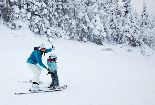 Mother Teaching her Child to Ski at Mont-Tremblant Ski Resort, Q