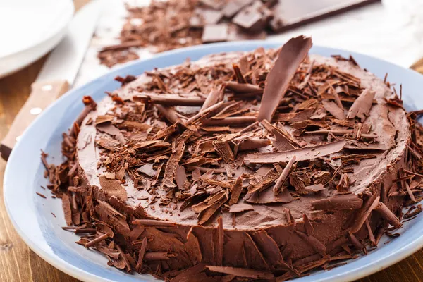 Chocolate mousse cake with dark cherries