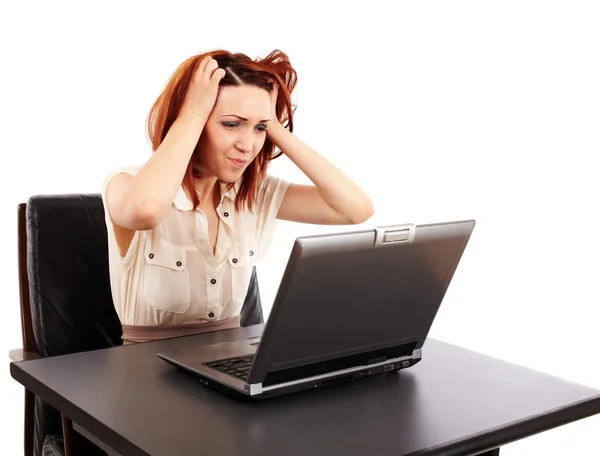Stressed woman at computer — Stock Photo #12899422