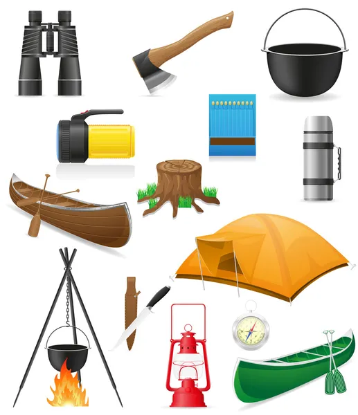 Set icons items for outdoor recreation vector illustration