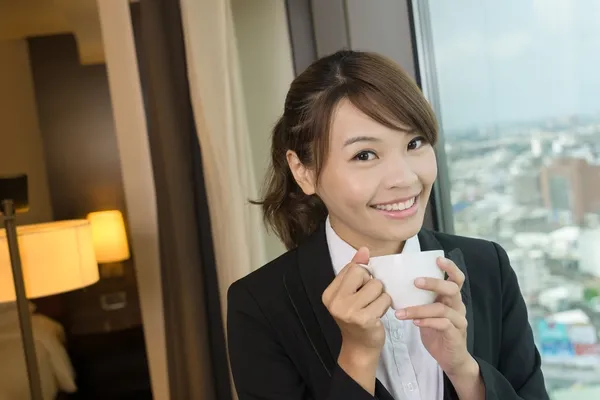 Businesswoman in hotel