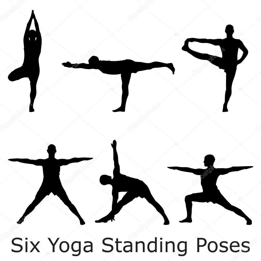 © standing poses yoga standing â€” yoga poses Vector #27578255  magann Six Stock
