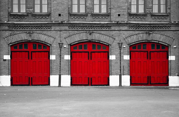 Fire Station with red doors
