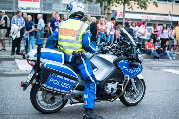 Police on motorbike during Christopher Street Day 2014 in Stuttgart