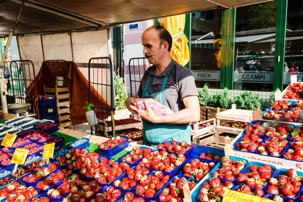 Greengrocer at the old Fish Market by the harbor in Hamburg, Germany