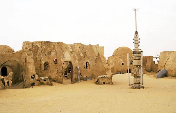 Abandoned sets for the shooting of the movie Star Wars in the Sahara desert