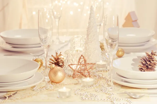 Gold Christmas table setting