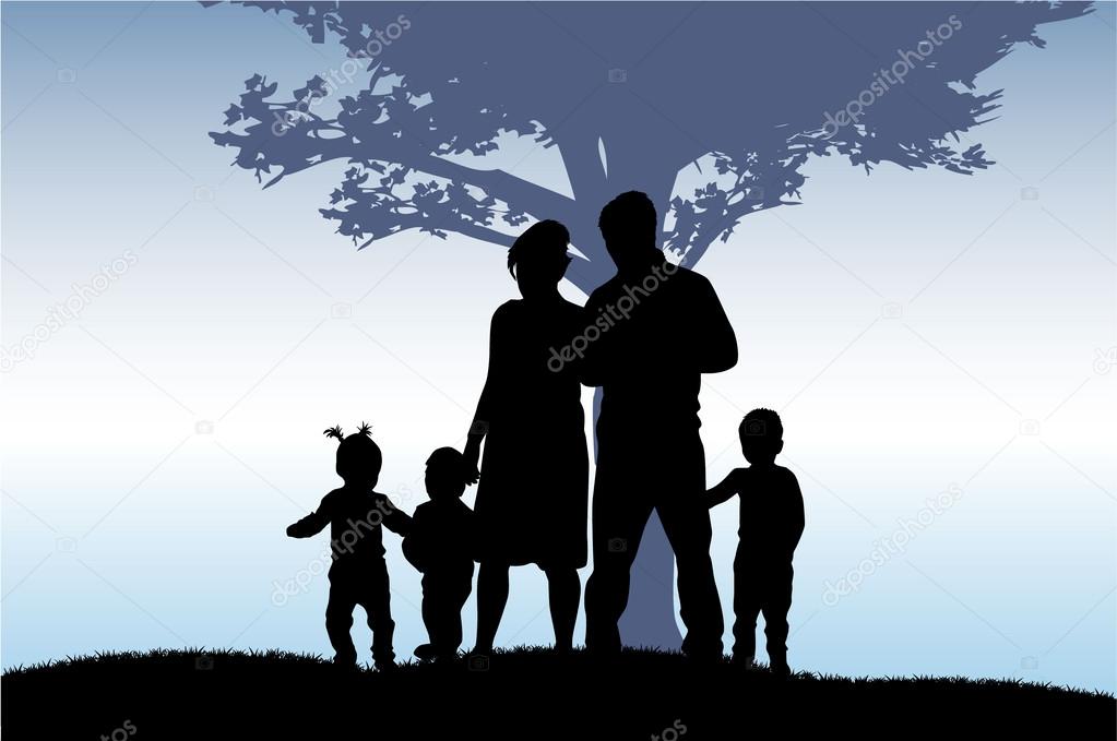 Silueta de padres e hijos — Vector de stock © pablonis #31249599