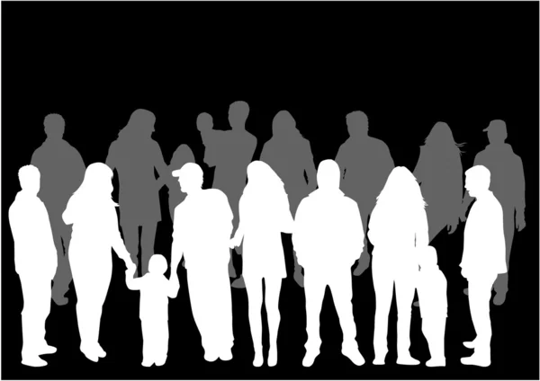 Crowd of people - vector silhouettes