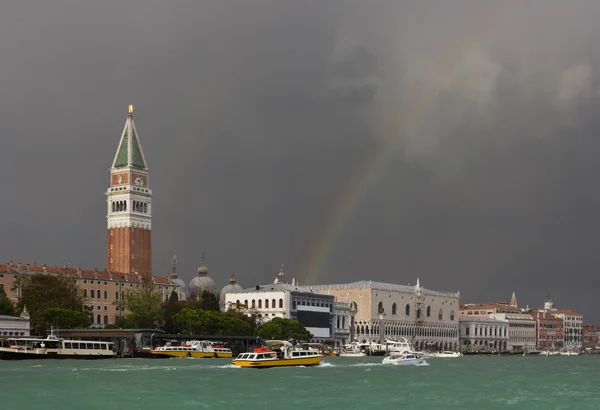A colorful rainbow just after the storm in Venice