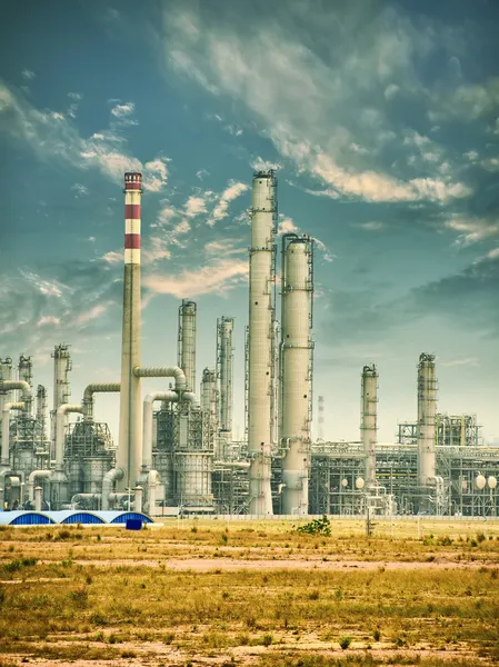 Gas processing factory. landscape with gas and oil industry