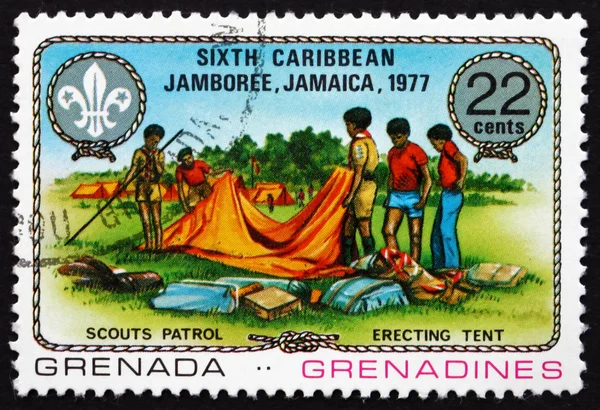 Postage stamp Grenada 1977 Erecting Tent