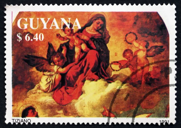 Postage stamp Guyana 1991 Madonna and Child with Angels
