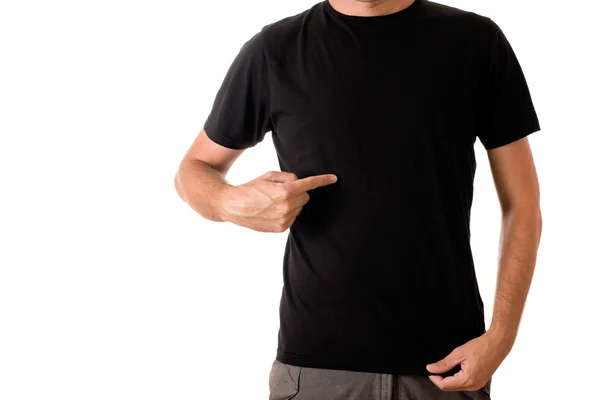 Man in blank black t-shirt