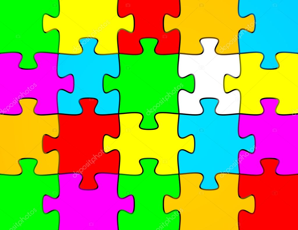 3d Render of a Background of Colorful Puzzle Pieces — Stock Photo